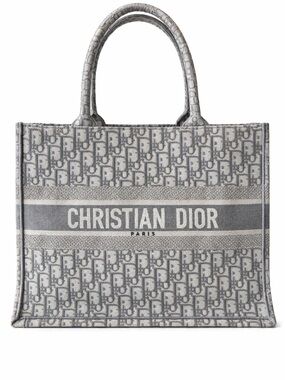 Dior Beige and Gray Book Tote with Signature Logo